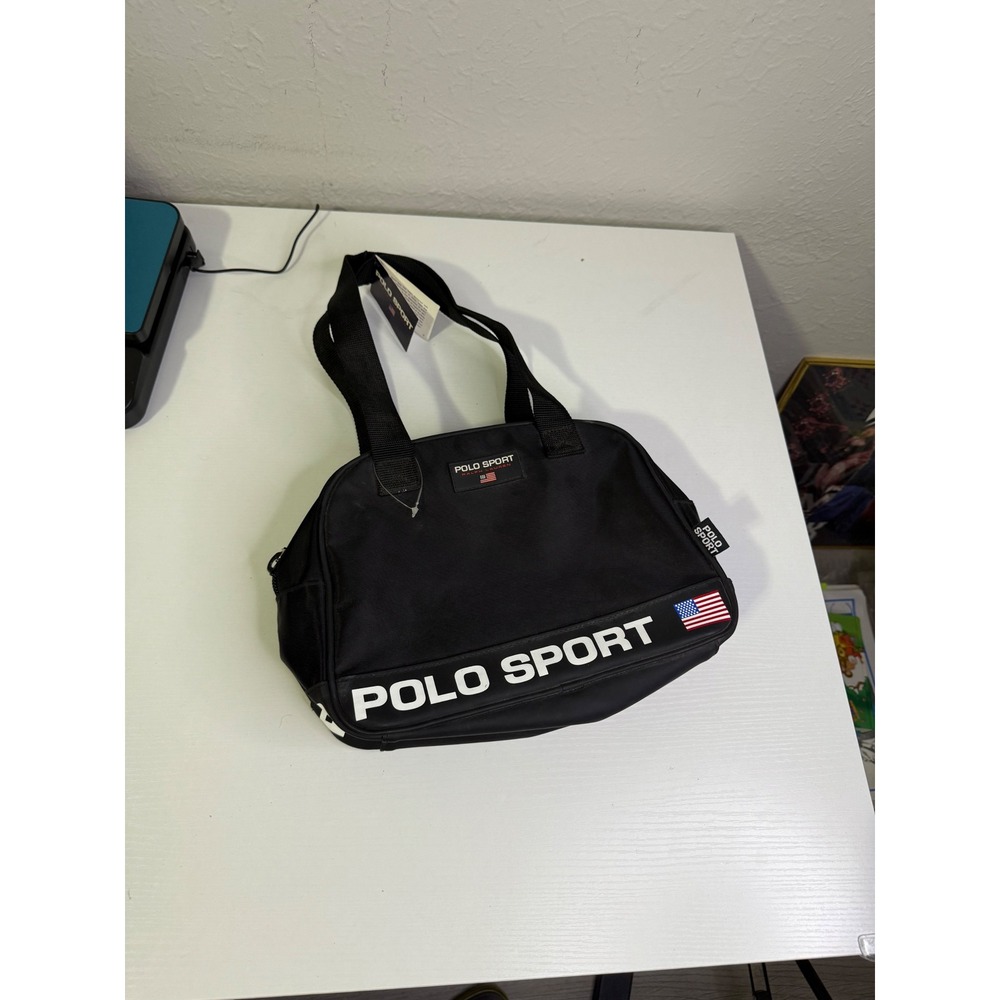 Polo Sport Ralph Lauren Black Mini Duffel Bag Nylon Logo American Flag NWT